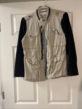 Daniel Rainn Two-Tone Utility Jacket in Beige and Black